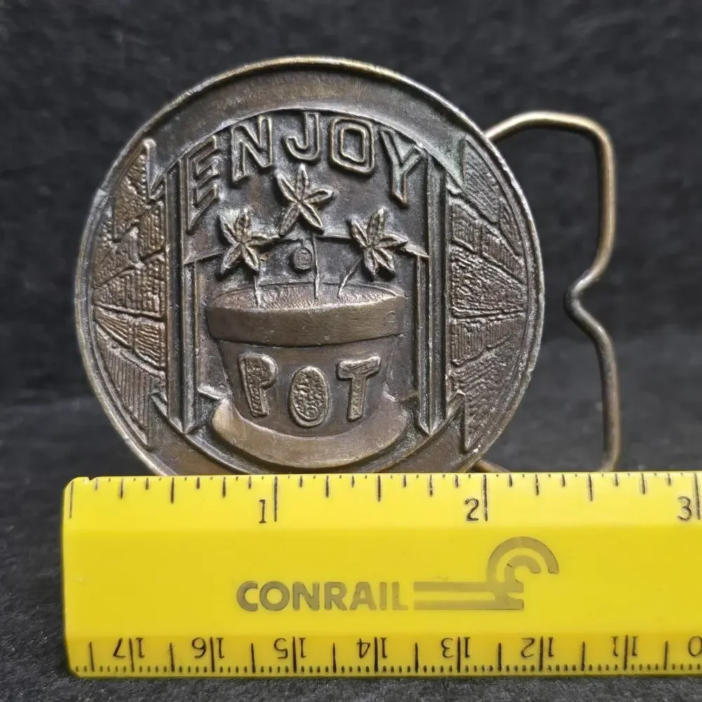Enjoy Pot Captain Hawks Sky Patrol Jimmy Watson 1974 Vintage Brass Belt Buckle